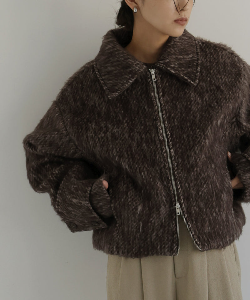 シャギーショートジップブルゾン