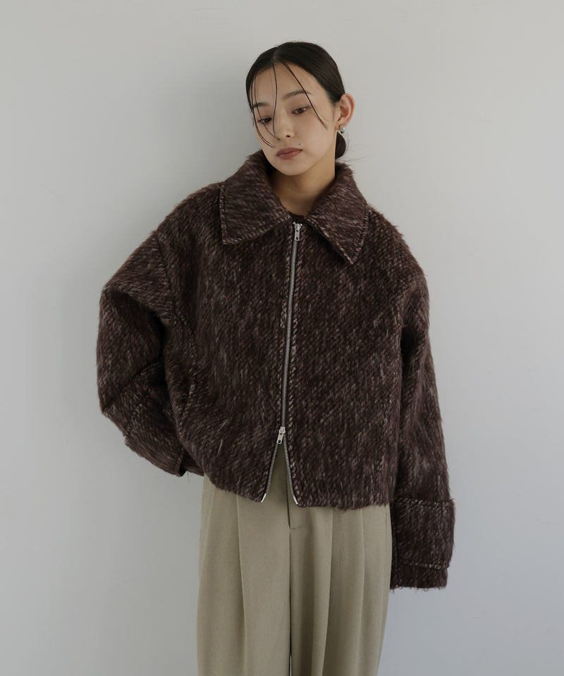 【10月中旬お届け】シャギーショートジップブルゾン