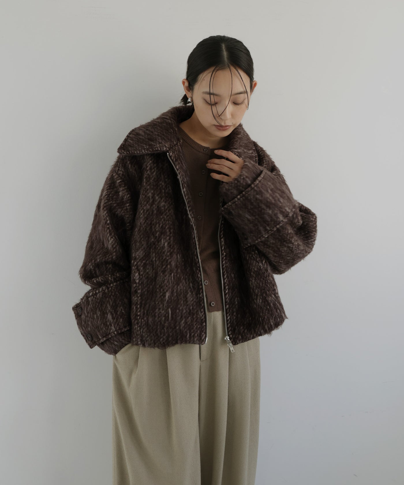 シャギーショートジップブルゾン – hellam