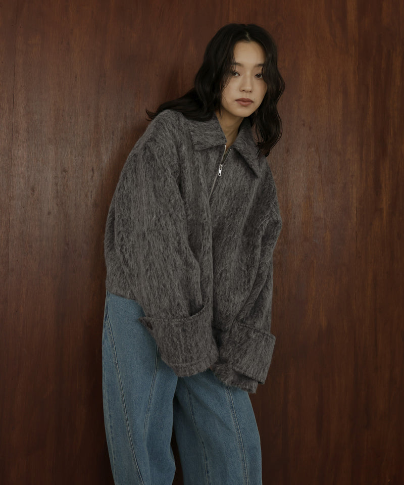 【10月中旬お届け】シャギーショートジップブルゾン