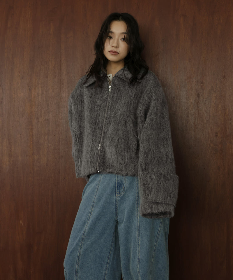 【10月中旬お届け】シャギーショートジップブルゾン