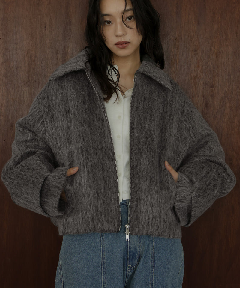 【10月中旬お届け】シャギーショートジップブルゾン