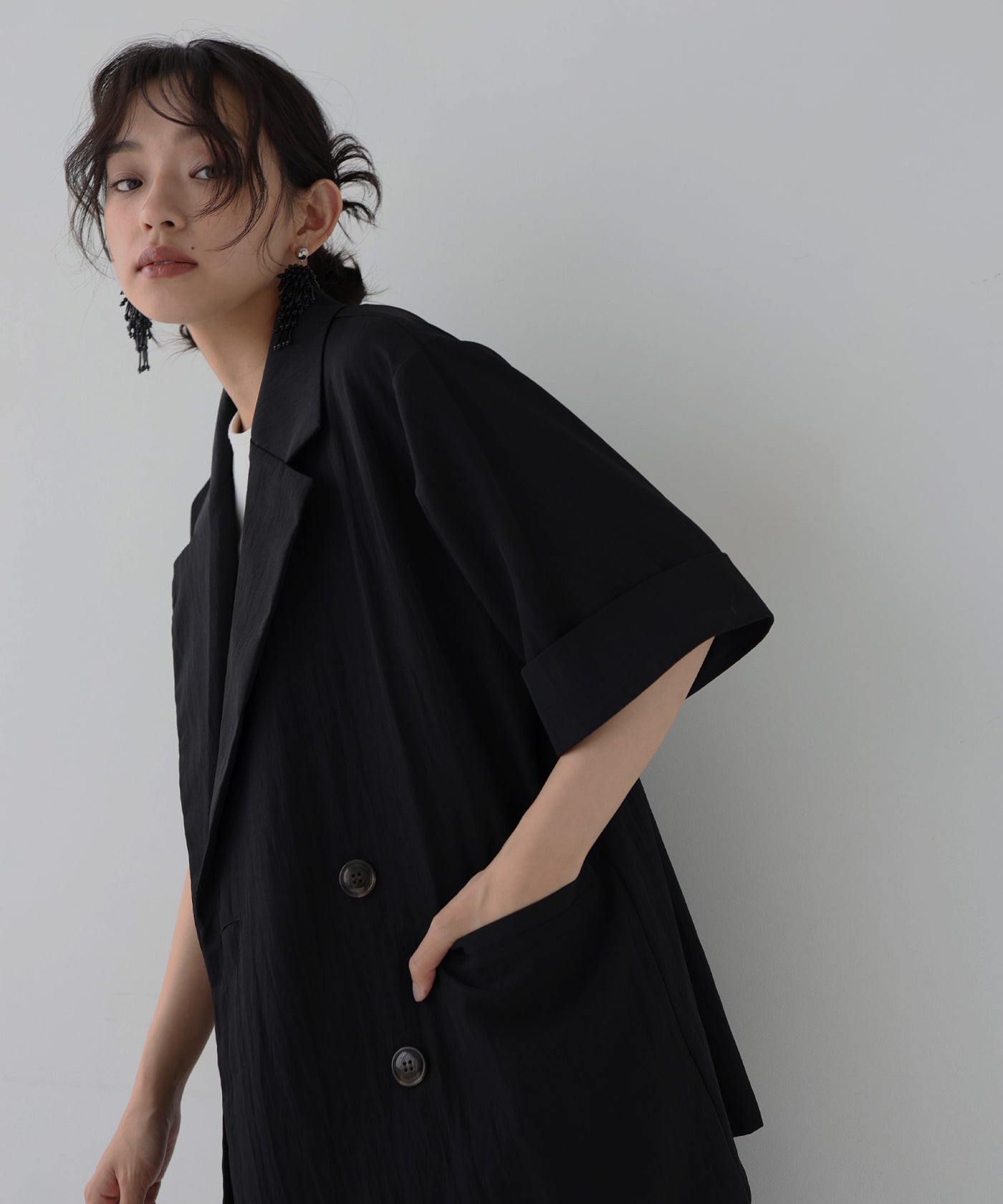 リネンライク 半袖ダブルジャケット – hellam