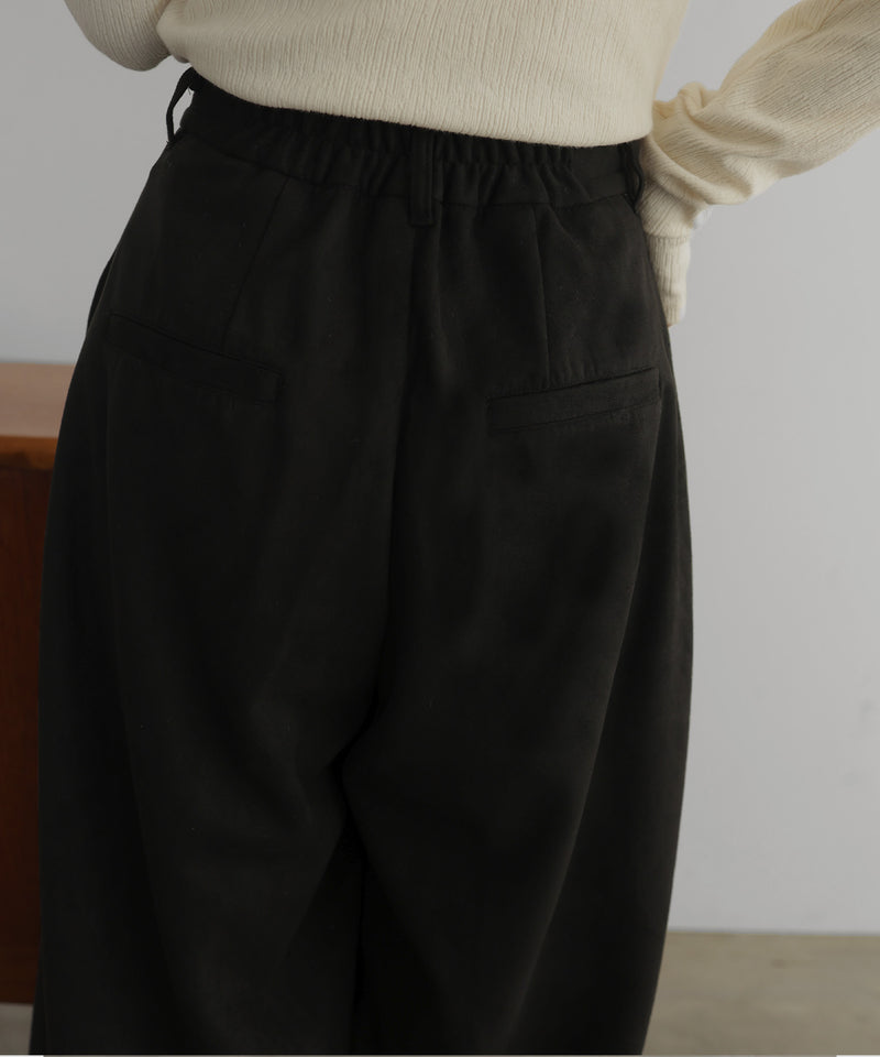 フェイクスエードワイドタックパンツ