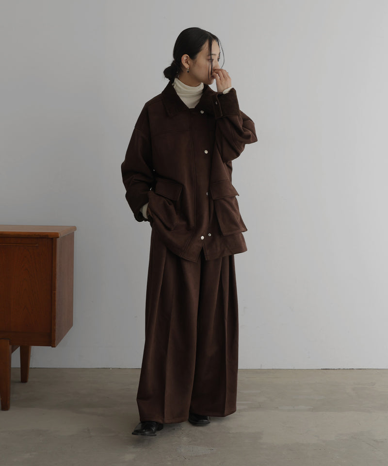 フェイクスエードワイドタックパンツ