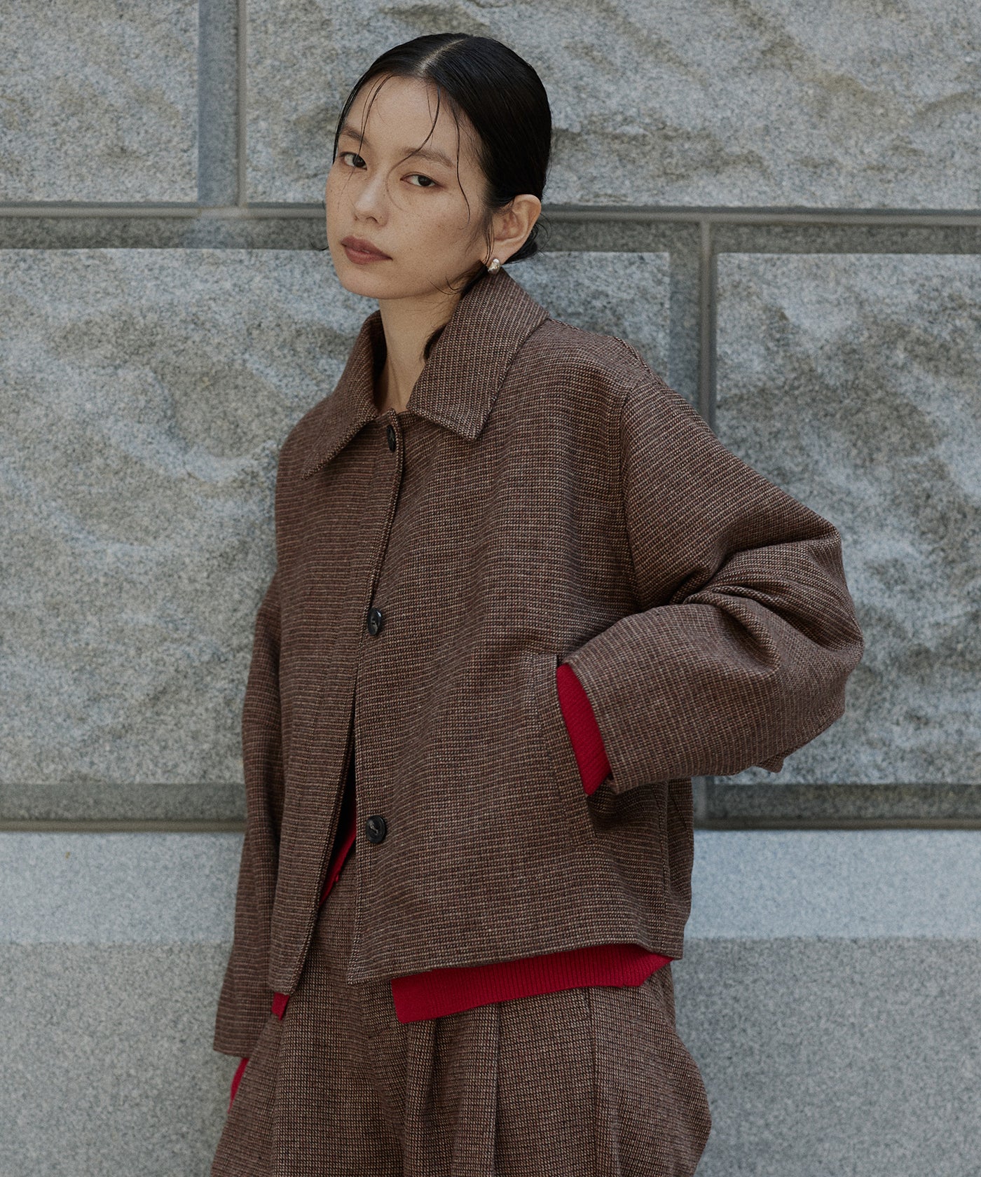 LIMI feu　チェック ショート丈ウールジャケット LIMI feu Autumn / Winter 2023-24 | Yohji Yamamoto (ヨウジヤマモト