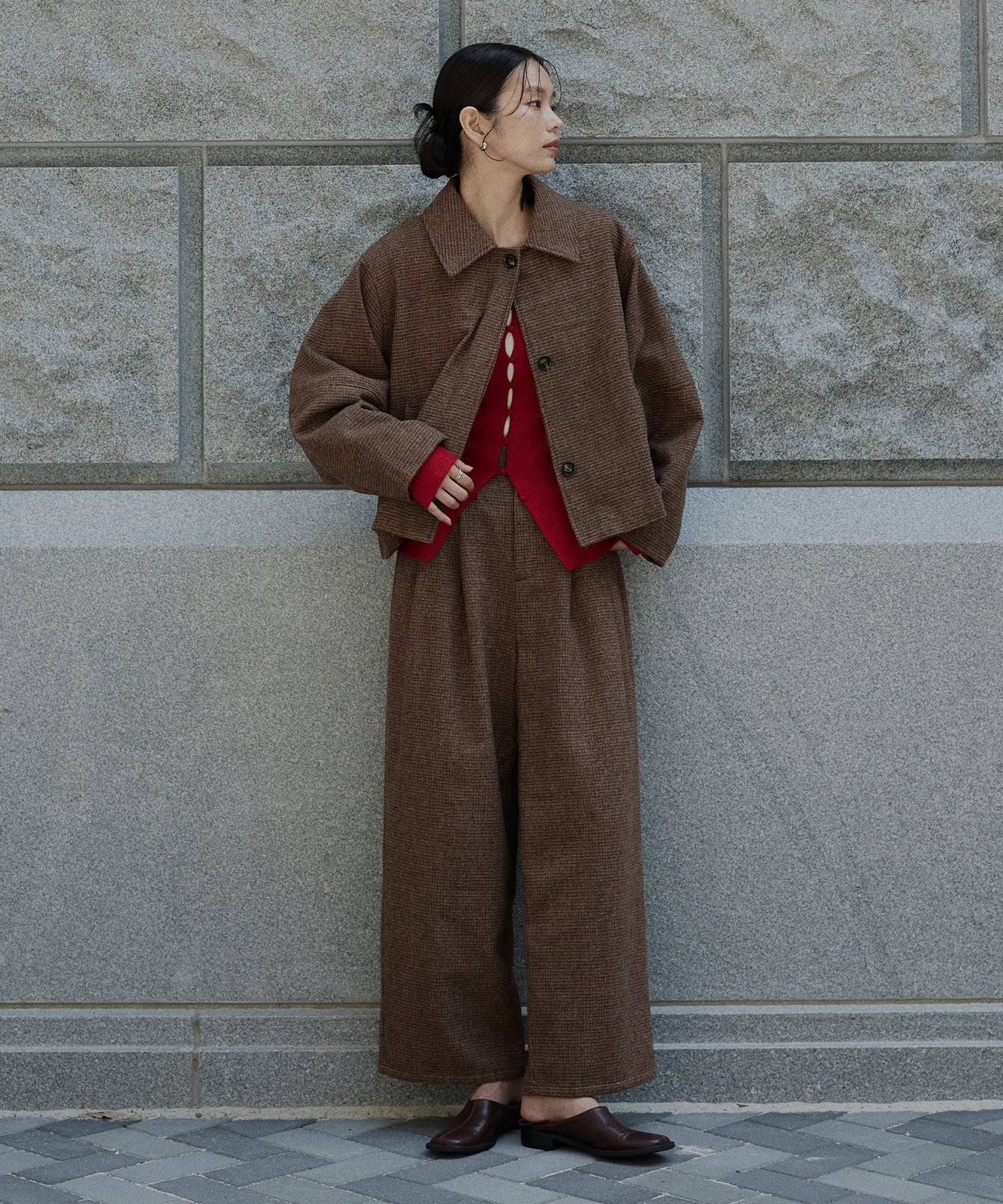 2タックチェックワイドパンツ – hellam