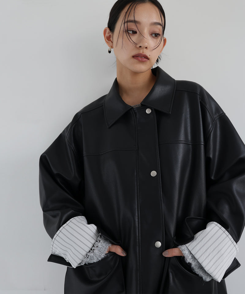フェイクレザーカバーオール – hellam