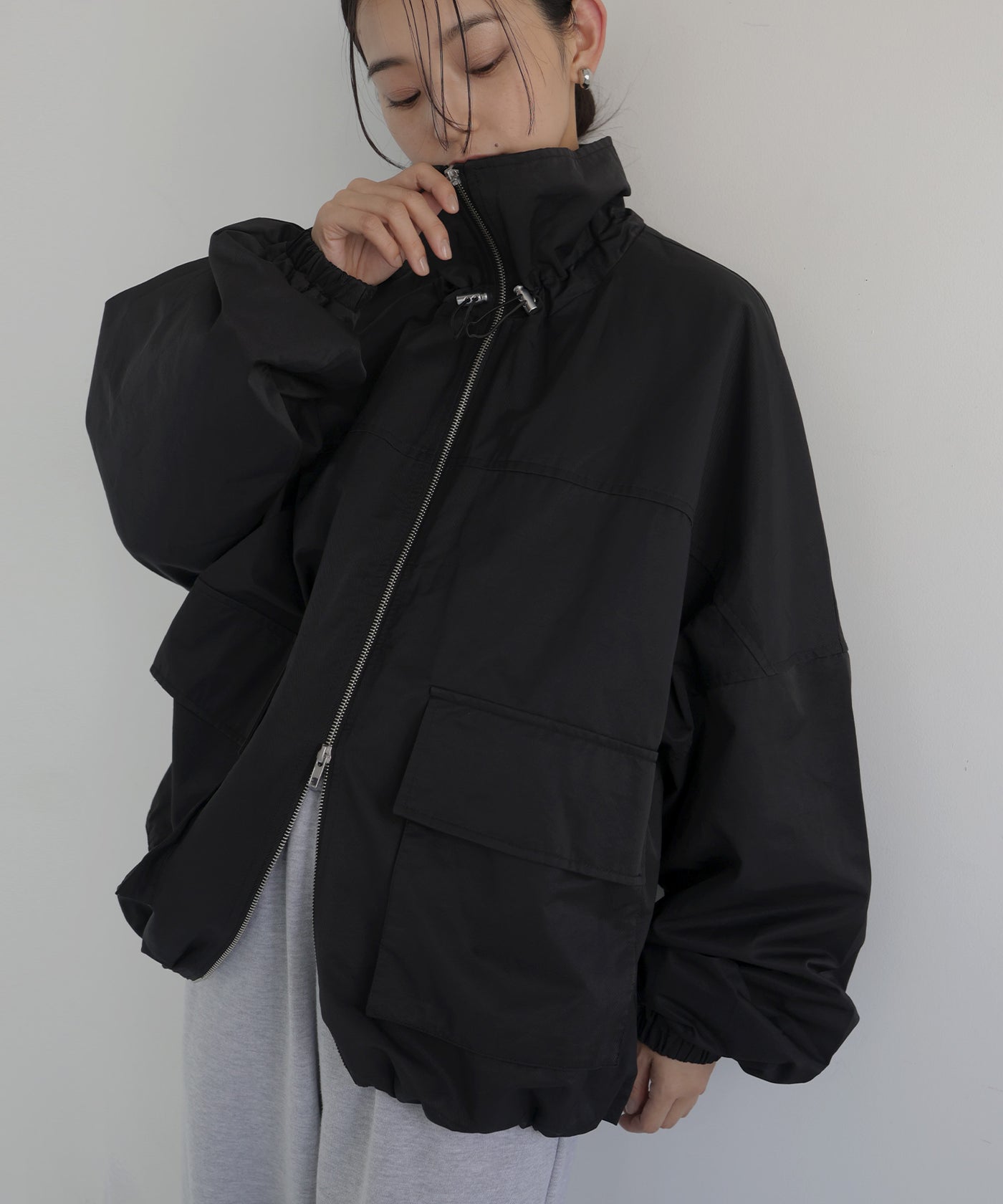 合繊ツイル スタンドカラージップブルゾン – hellam