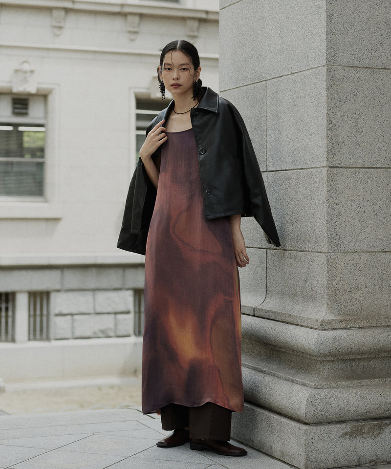 襟ボアフェイクレザー中綿ブルゾン