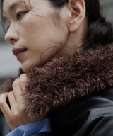 襟ボアフェイクレザー中綿ブルゾン