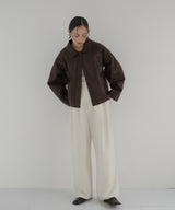 襟ボアフェイクレザー中綿ブルゾン