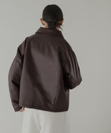 襟ボアフェイクレザー中綿ブルゾン