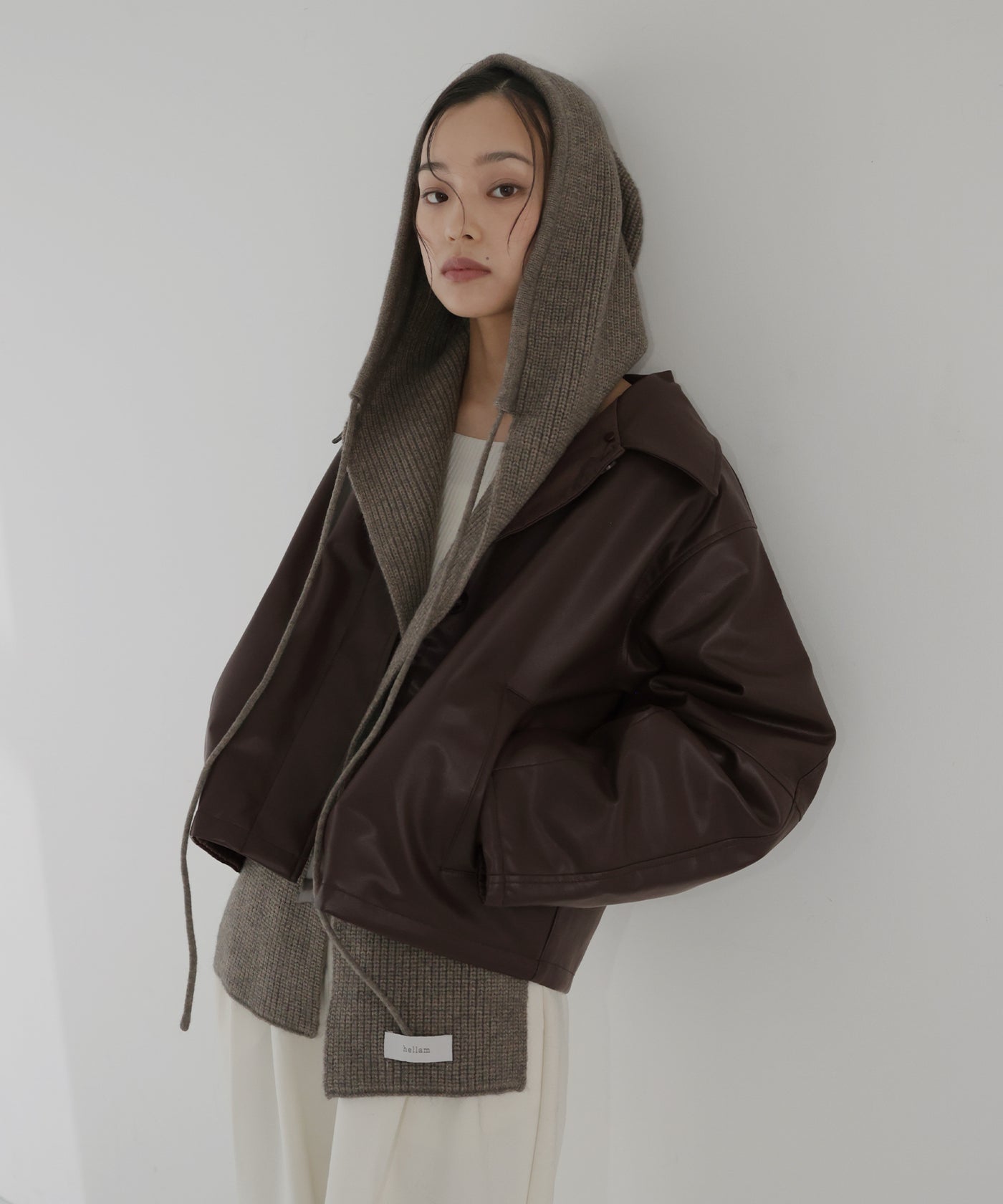 襟ボアフェイクレザー中綿ブルゾン – hellam