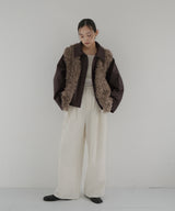 襟ボアフェイクレザー中綿ブルゾン