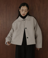 襟ボアフェイクレザー中綿ブルゾン