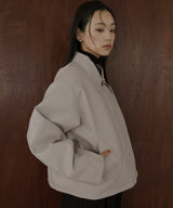 襟ボアフェイクレザー中綿ブルゾン