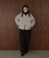 襟ボアフェイクレザー中綿ブルゾン