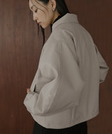 襟ボアフェイクレザー中綿ブルゾン