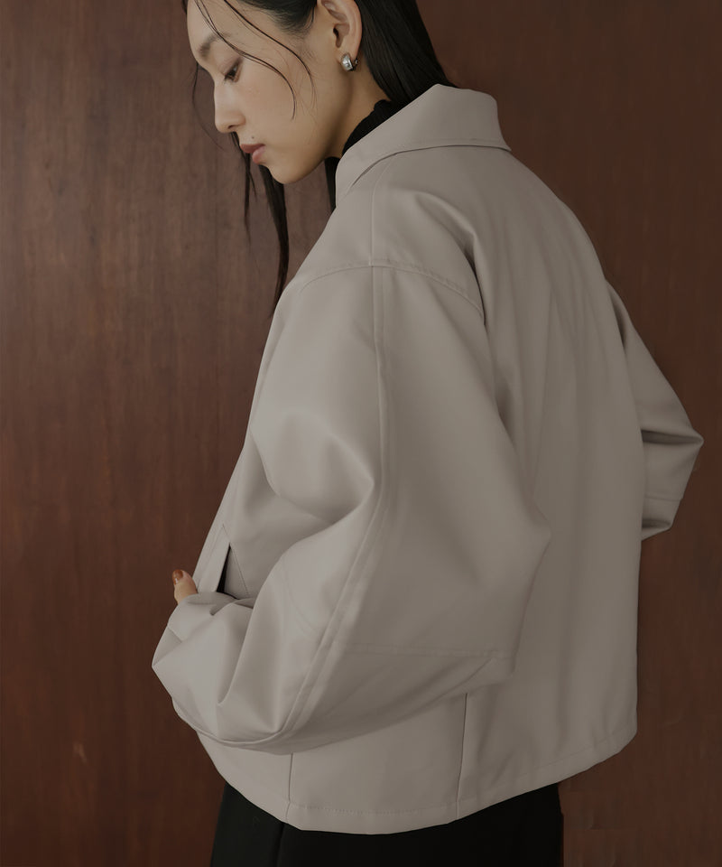 襟ボアフェイクレザー中綿ブルゾン