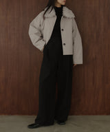 襟ボアフェイクレザー中綿ブルゾン