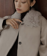 襟ボアフェイクレザー中綿ブルゾン