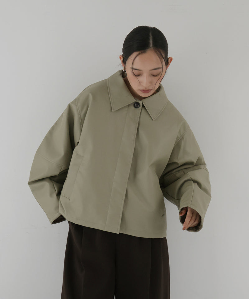 襟ボアフェイクレザー中綿ブルゾン