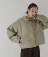 襟ボアフェイクレザー中綿ブルゾン