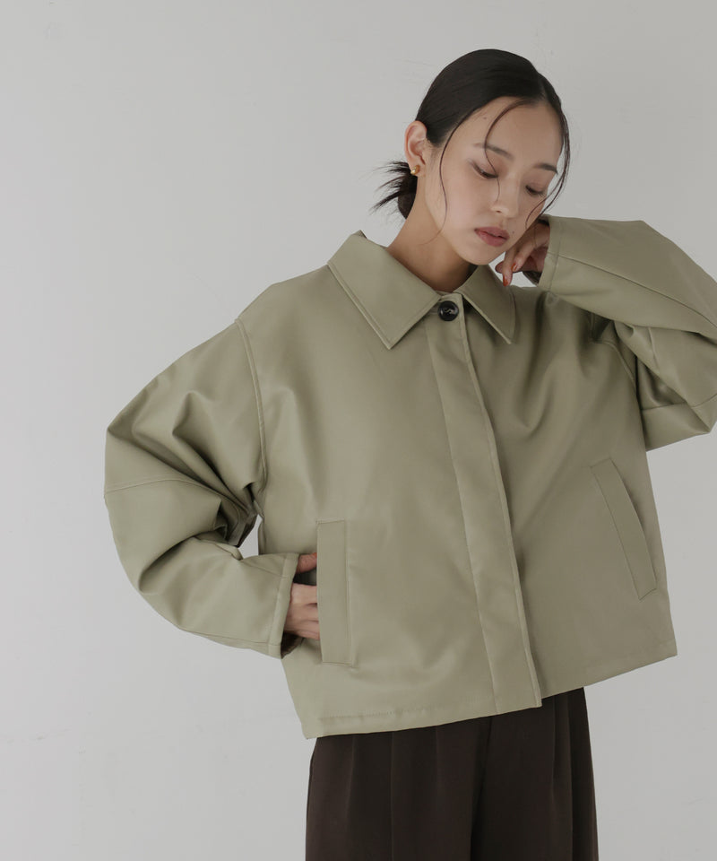 襟ボアフェイクレザー中綿ブルゾン