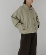 襟ボアフェイクレザー中綿ブルゾン