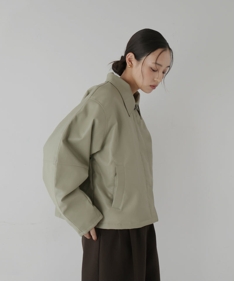 襟ボアフェイクレザー中綿ブルゾン