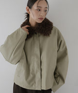 襟ボアフェイクレザー中綿ブルゾン