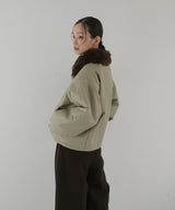 襟ボアフェイクレザー中綿ブルゾン