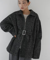 ベルト付きツイードペプラムジャケット