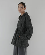 ベルト付きツイードペプラムジャケット