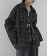 ベルト付きツイードペプラムジャケット