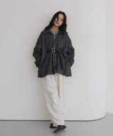 ベルト付きツイードペプラムジャケット