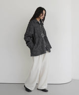 ベルト付きツイードペプラムジャケット