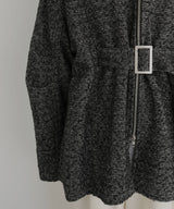 ベルト付きツイードペプラムジャケット