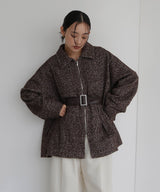 ベルト付きツイードペプラムジャケット