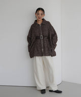 ベルト付きツイードペプラムジャケット