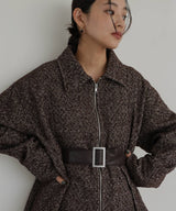 ベルト付きツイードペプラムジャケット