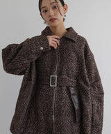 ベルト付きツイードペプラムジャケット