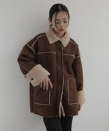 ムートンボアリバーシブルコート