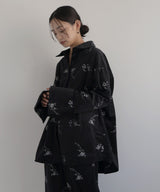 フラワーエンブロイダリーベロアシャツ