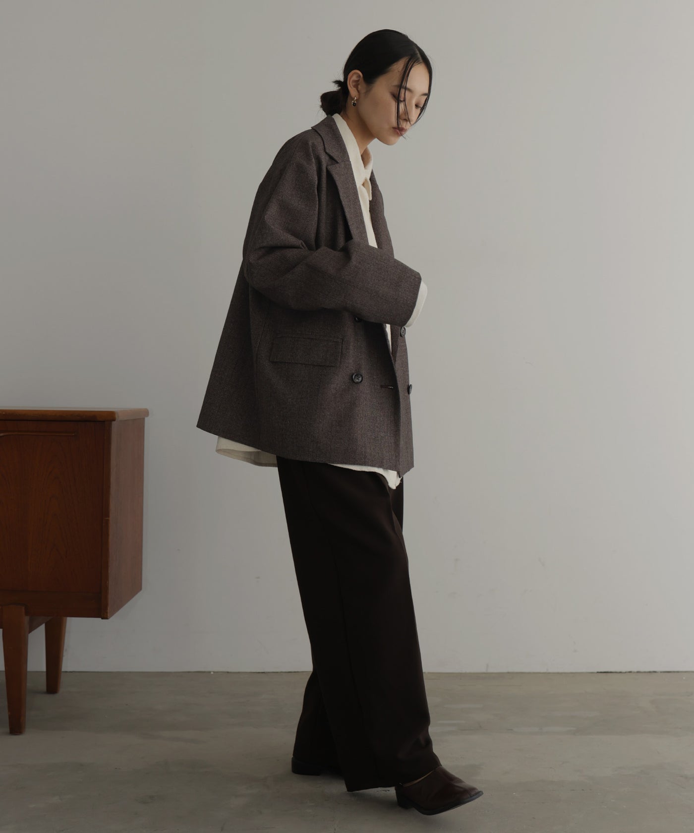 dium.チェックテーラードジャケット dium. | check layered jacket 秋冬らしいチェック柄で仕立てました