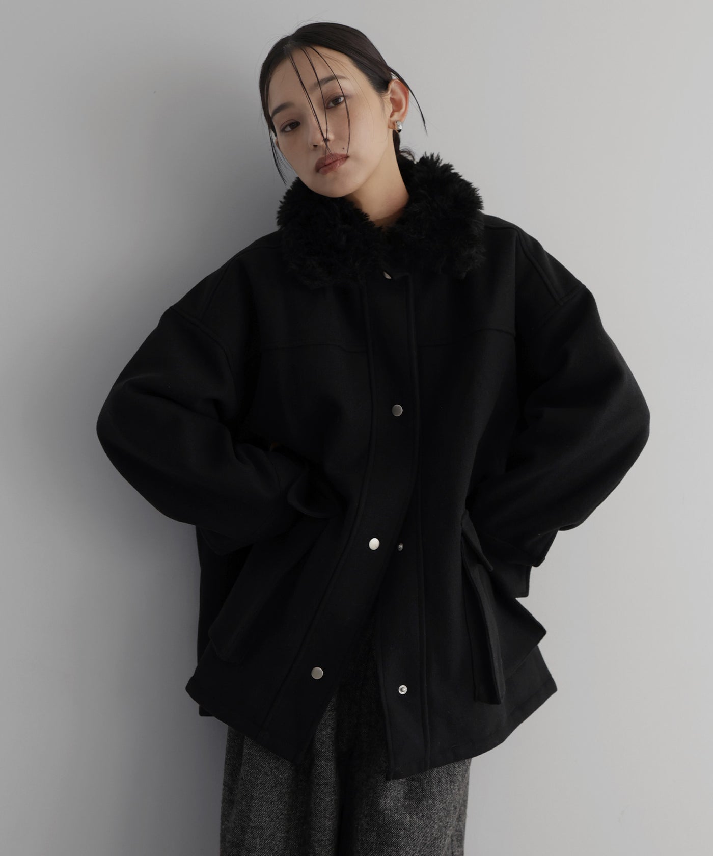 アンドゥムルメステール ベロア カバーオール ジャケット ブラック レーヨン アンドゥムルメステール ベロア カバーオール ジャケット ブラック