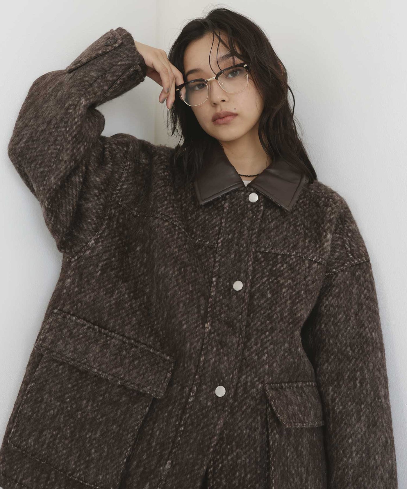 10月中旬予約商品】レザーカラーシャギーコート – hellam