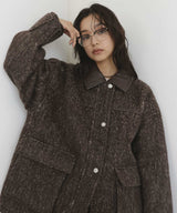 【10月中旬予約商品】レザーカラーシャギーコート