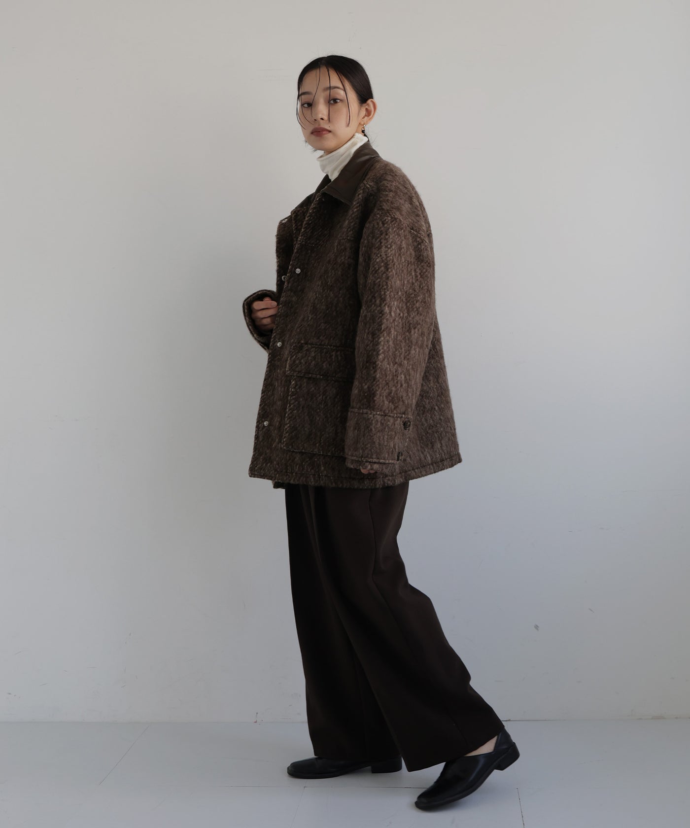 レザーカラーシャギーコート – hellam